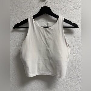 Athleta White Crop Top Workout Tank M A/C